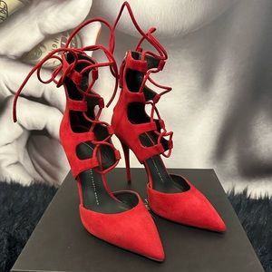 GIUSEPPE ZANOTTI YVETTE RED (PASSIONE) SUEDE HEELS I46077 size 39